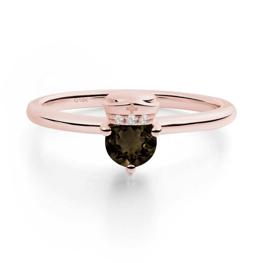Cap Inspired Round Smoky Quartz Ring - LUO Jewelry #metal_18k rose gold