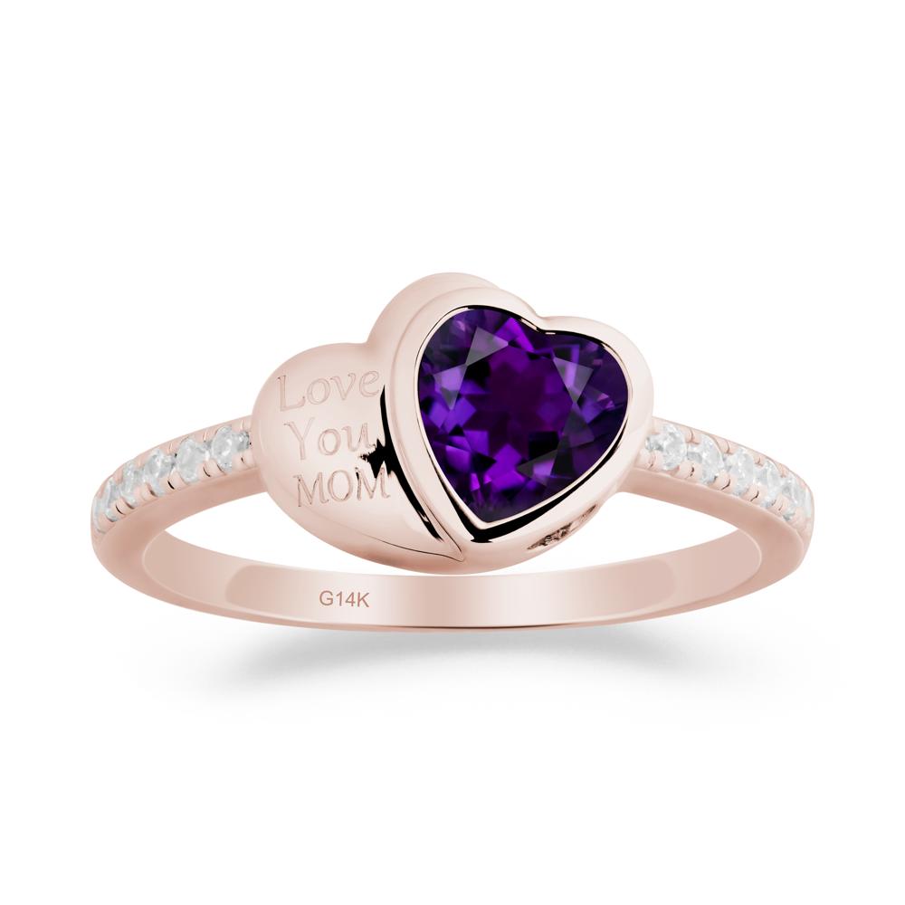 Heart Shaped Amethyst Ring for Mother's Day - LUO Jewelry #metal_14k rose gold