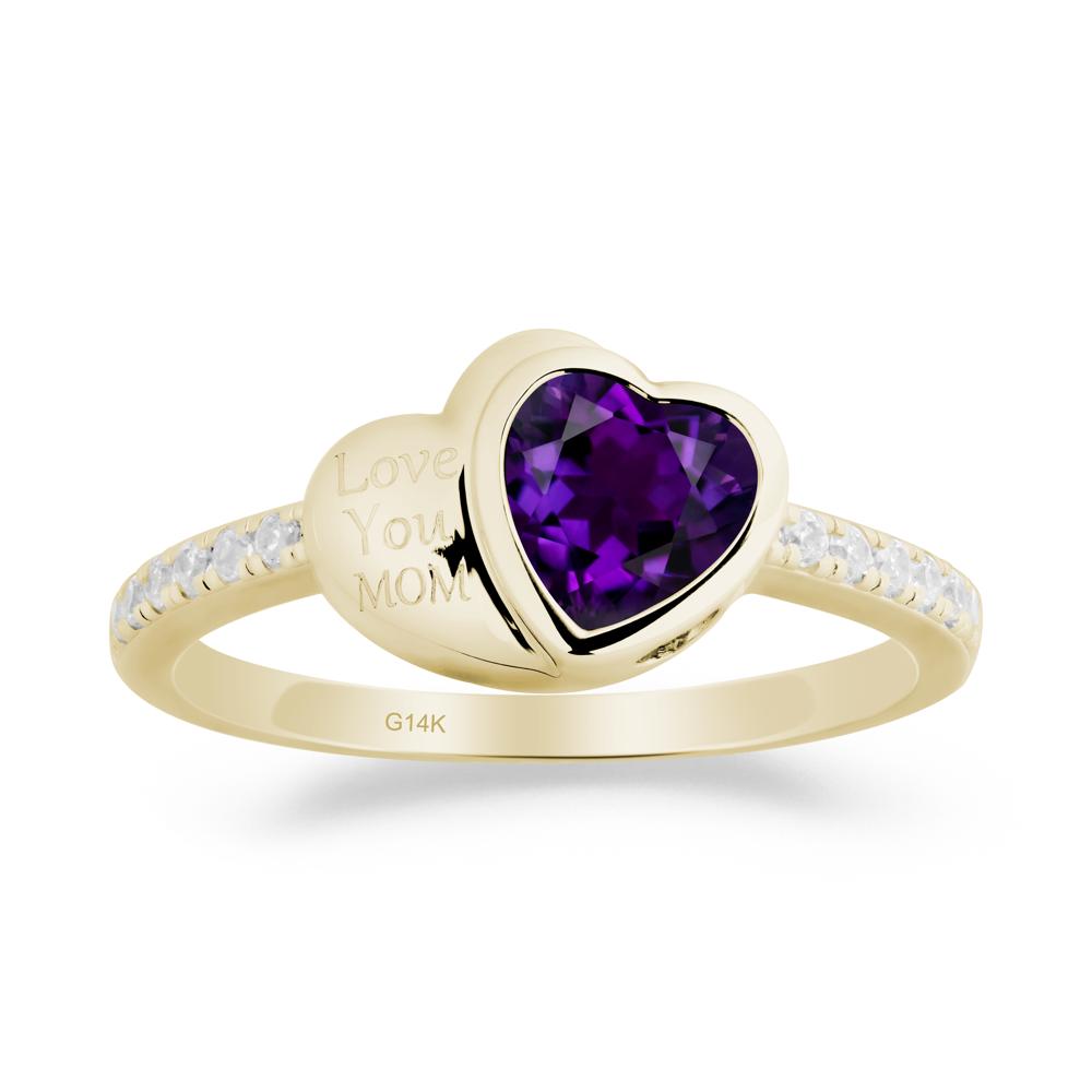 Heart Shaped Amethyst Ring for Mother's Day - LUO Jewelry #metal_14k yellow gold