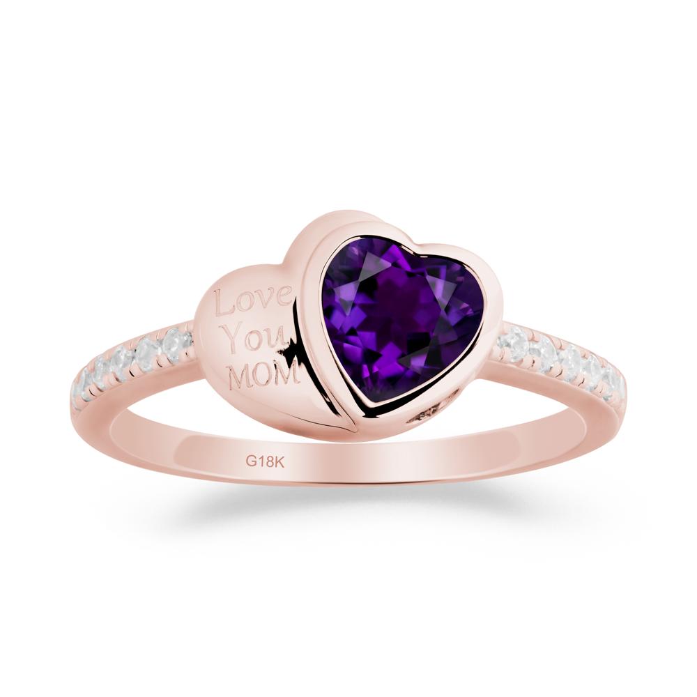 Heart Shaped Amethyst Ring for Mother's Day - LUO Jewelry #metal_18k rose gold