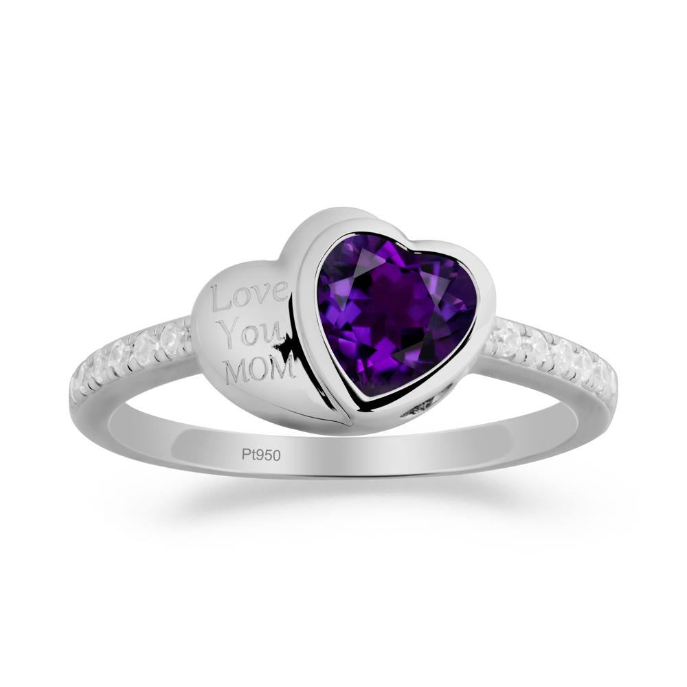Heart Shaped Amethyst Ring for Mother's Day - LUO Jewelry #metal_platinum