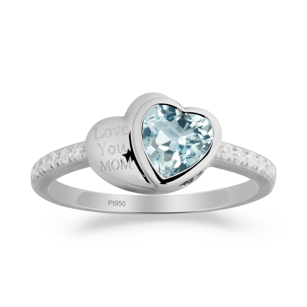 Aquamarine Double Heart Ring - LUO Jewelry #metal_platinum