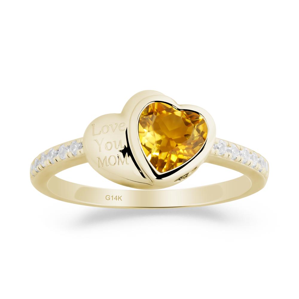 Heart Shaped Citrine Ring for Mother's Day - LUO Jewelry #metal_14k yellow gold