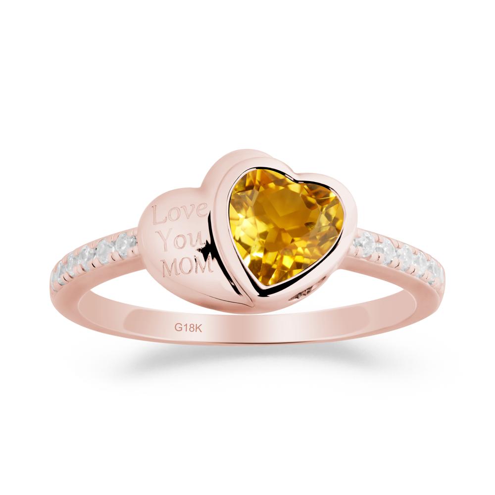 Heart Shaped Citrine Ring for Mother's Day - LUO Jewelry #metal_18k rose gold