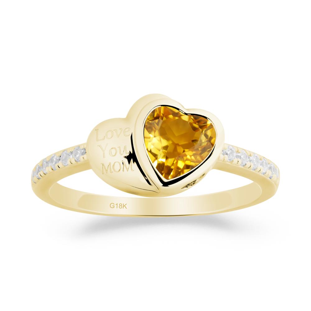 Heart Shaped Citrine Ring for Mother's Day - LUO Jewelry #metal_18k yellow gold