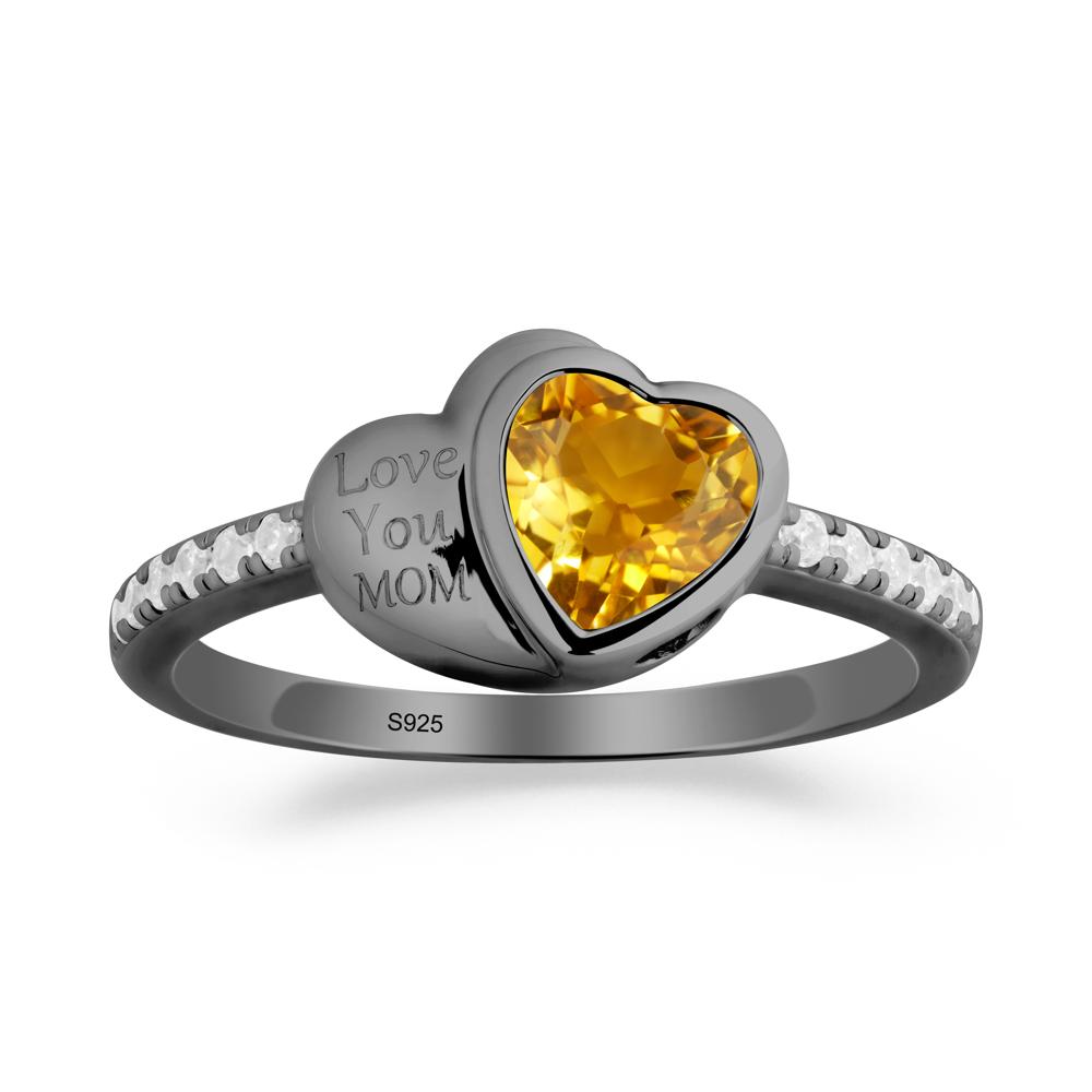 Heart Shaped Citrine Ring for Mother's Day - LUO Jewelry #metal_black finish sterling silver