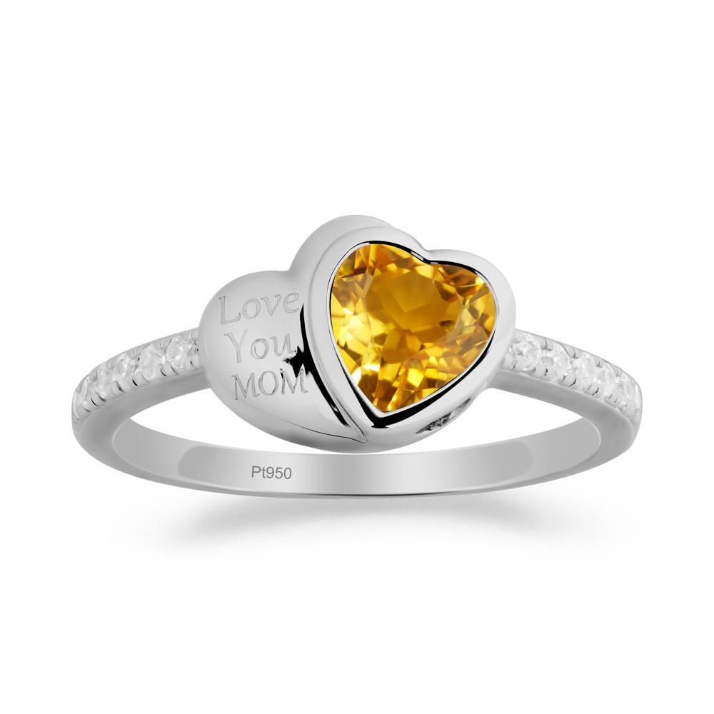 Heart Shaped Citrine Ring for Mother's Day - LUO Jewelry #metal_platinum
