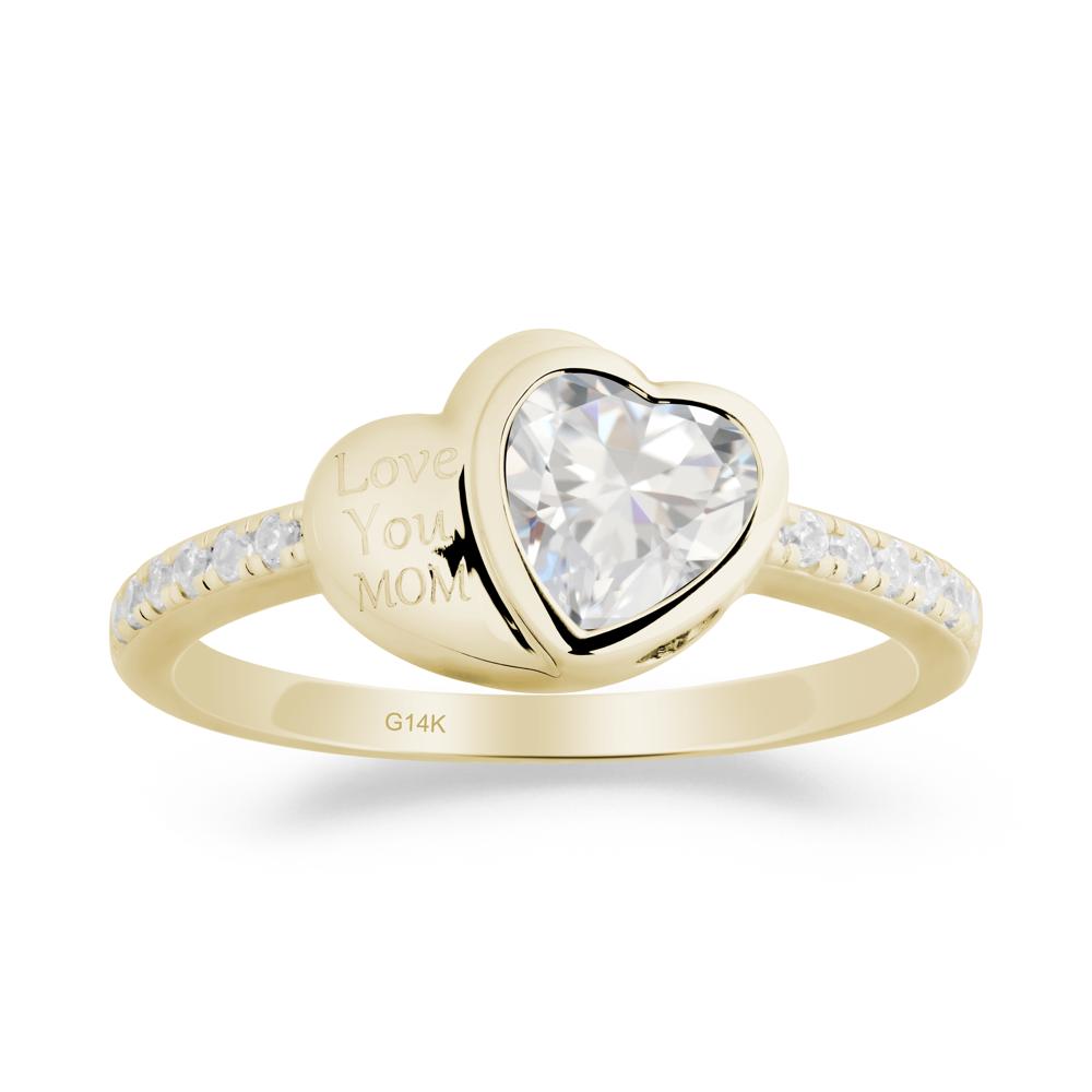 Bezel Set Heart Shaped Cubic Zirconia Ring - LUO Jewelry #metal_14k yellow gold