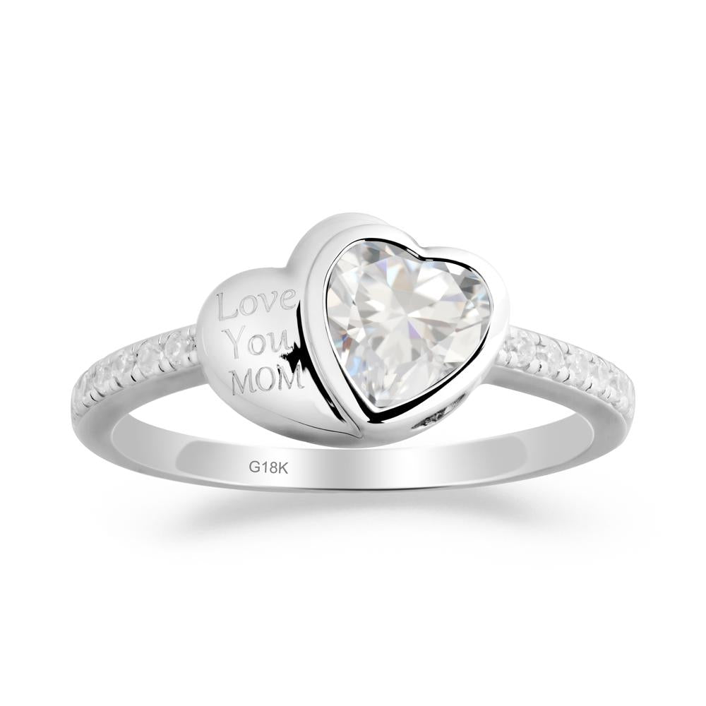 Bezel Set Heart Shaped Cubic Zirconia Ring - LUO Jewelry #metal_18k white gold