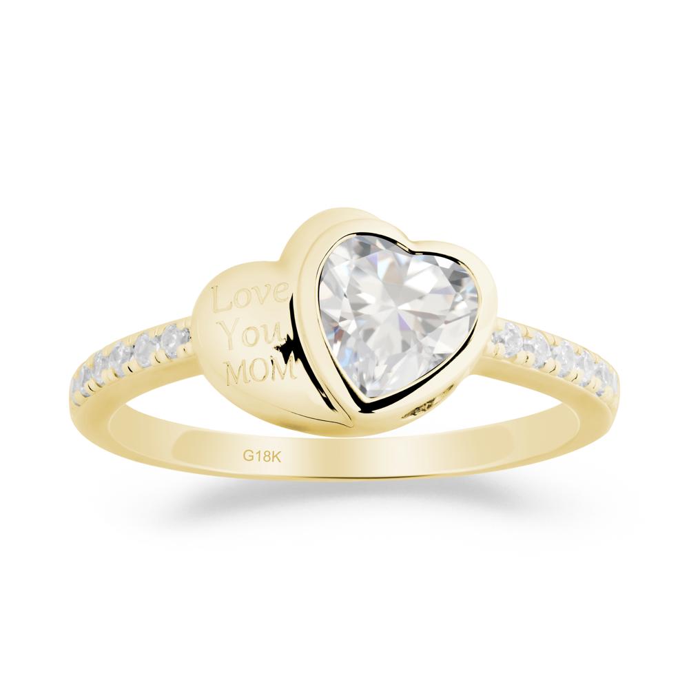 Bezel Set Heart Shaped Cubic Zirconia Ring - LUO Jewelry #metal_18k yellow gold