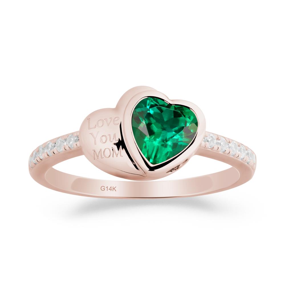 Emerald Double Heart Ring - LUO Jewelry #metal_14k rose gold
