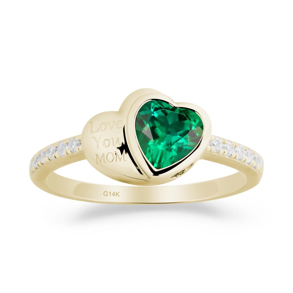 Emerald Double Heart Ring - LUO Jewelry #metal_14k yellow gold