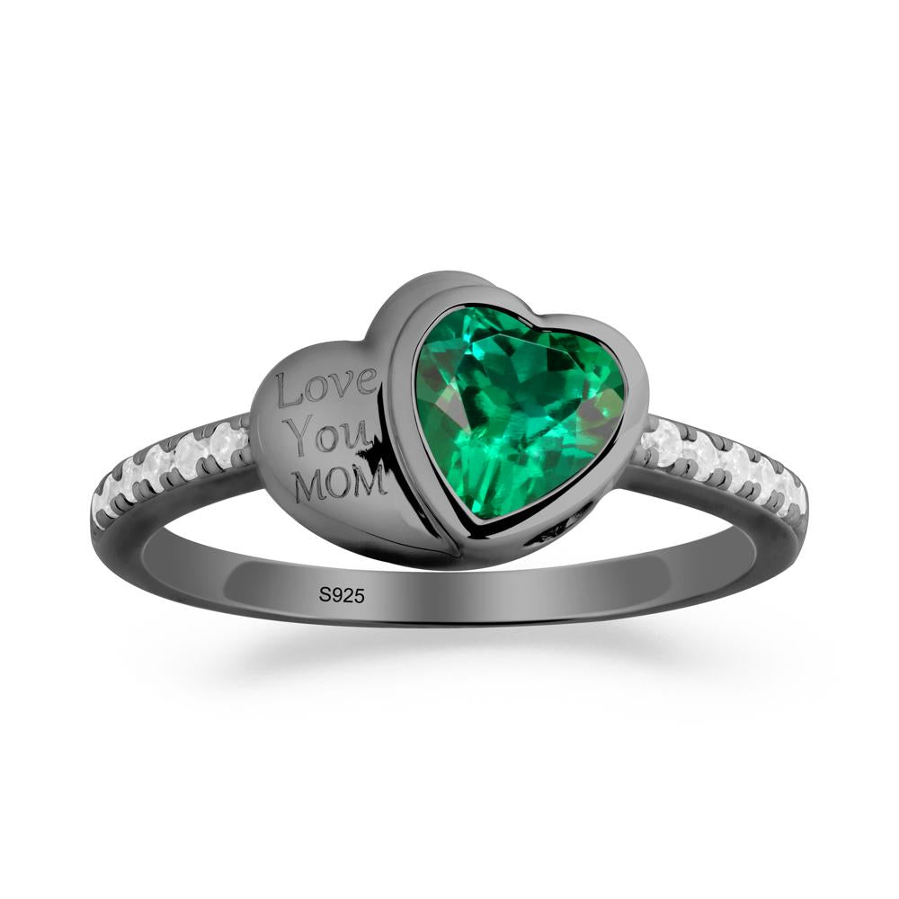 Emerald Double Heart Ring - LUO Jewelry #metal_black finish sterling silver
