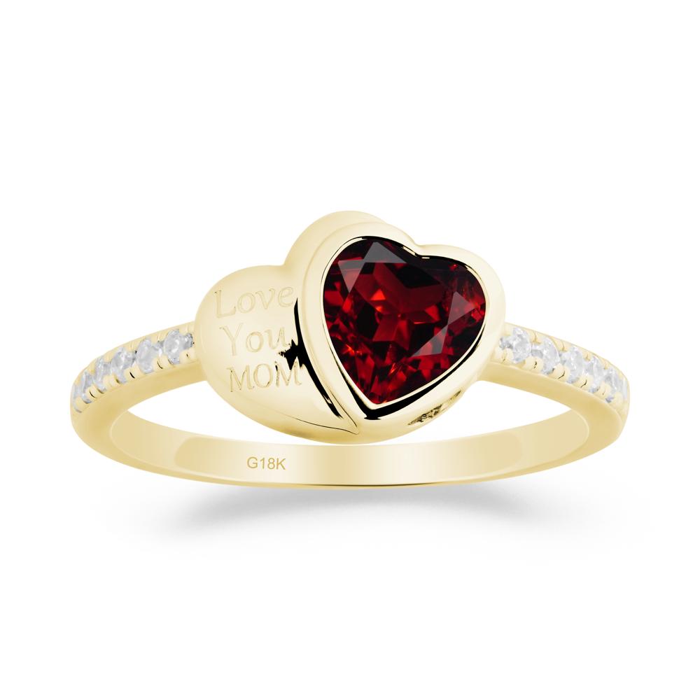 Heart Shaped Garnet Ring for Mother's Day - LUO Jewelry #metal_18k yellow gold