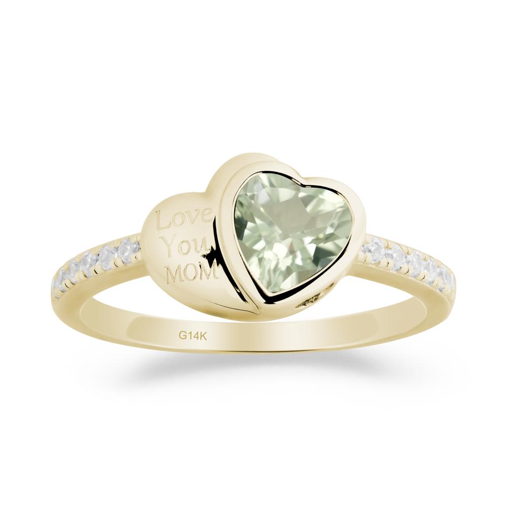 Green Amethyst Double Heart Ring - LUO Jewelry #metal_14k yellow gold