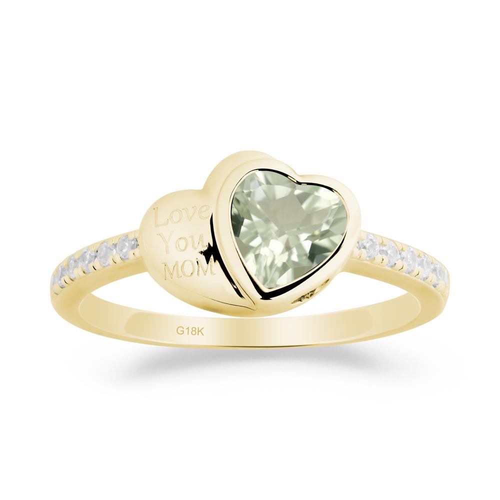 Green Amethyst Double Heart Ring - LUO Jewelry #metal_18k yellow gold