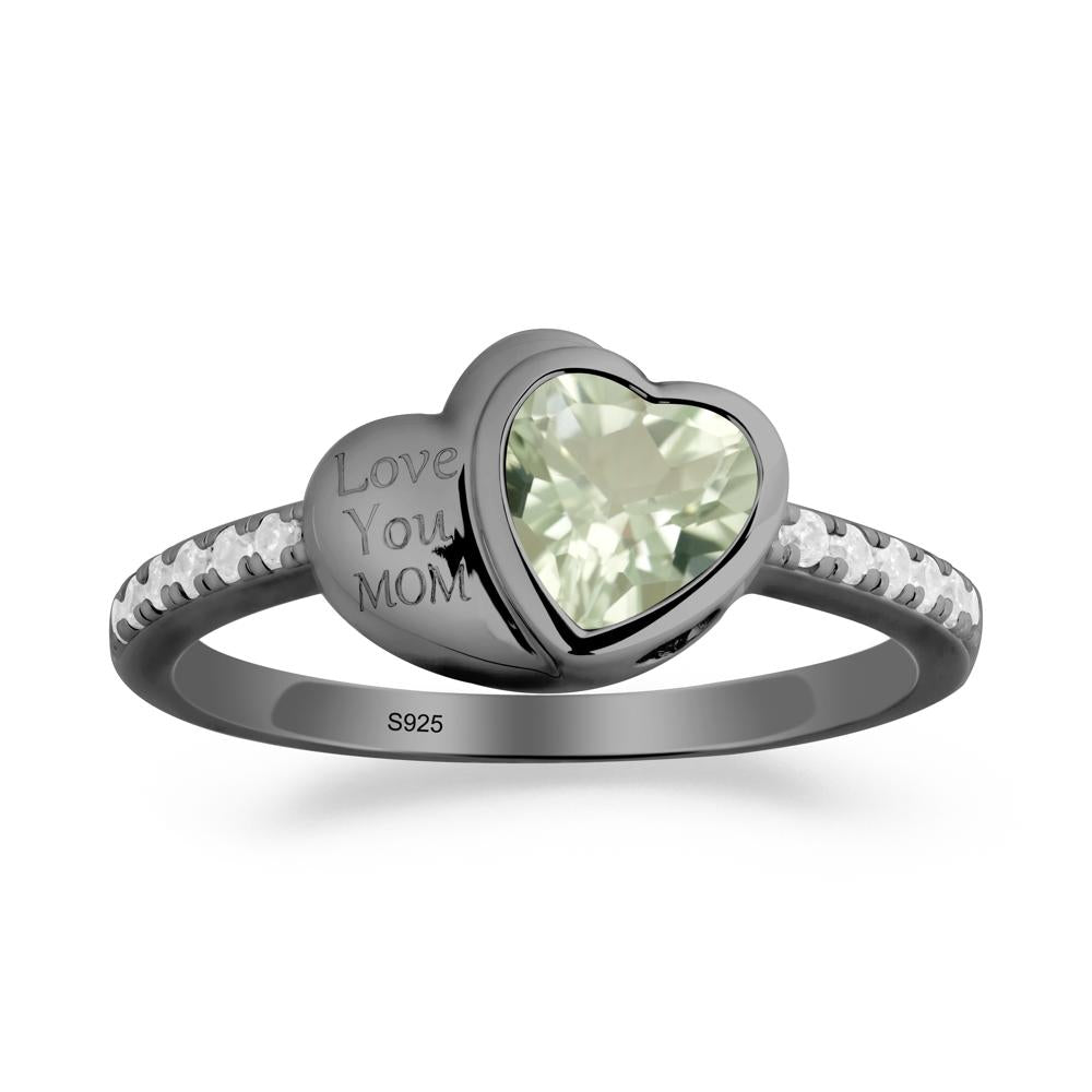 Green Amethyst Double Heart Ring - LUO Jewelry #metal_black finish sterling silver