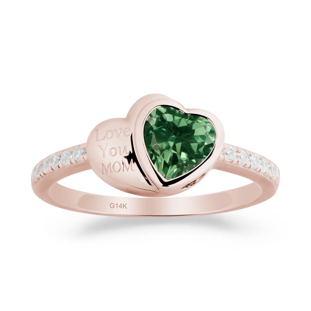 Bezel Set Heart Shaped Green Sapphire Ring - LUO Jewelry #metal_14k rose gold