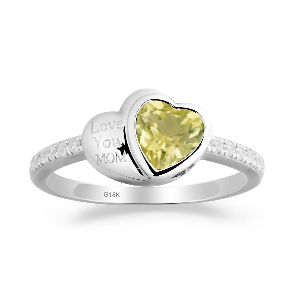 Lemon Quartz Double Heart Ring - LUO Jewelry #metal_18k white gold