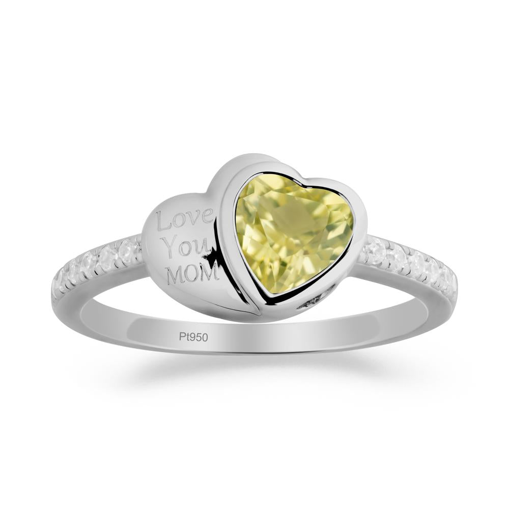 Lemon Quartz Double Heart Ring - LUO Jewelry #metal_platinum