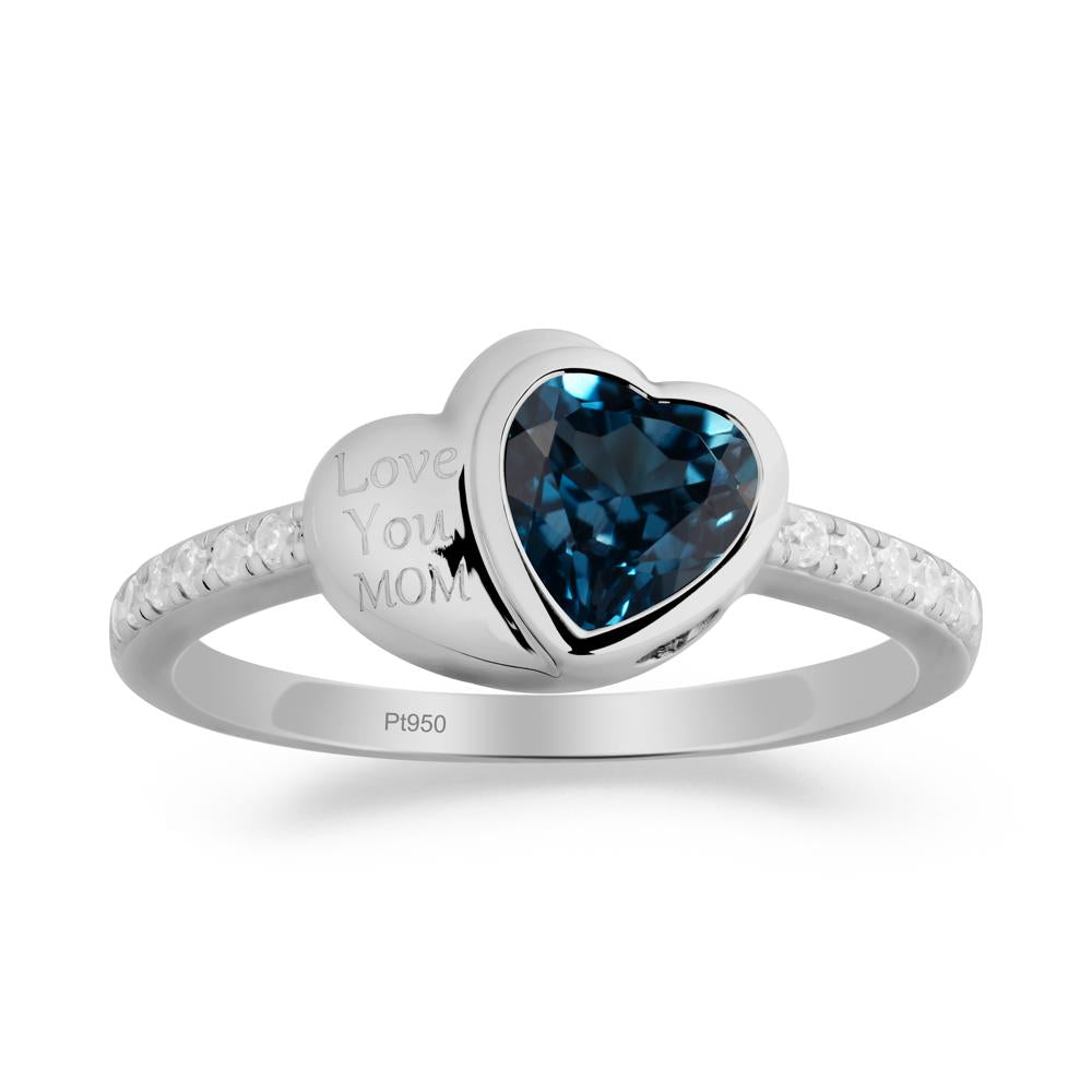 Heart Shaped London Blue Topaz Ring for Mother's Day - LUO Jewelry #metal_platinum