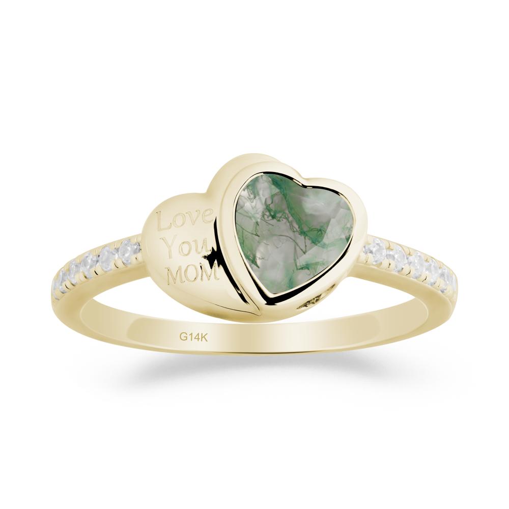 Moss Agate Double Heart Ring - LUO Jewelry #metal_14k yellow gold