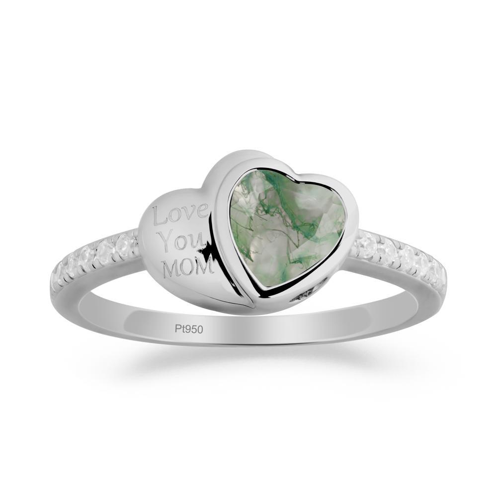 Moss Agate Double Heart Ring - LUO Jewelry #metal_platinum
