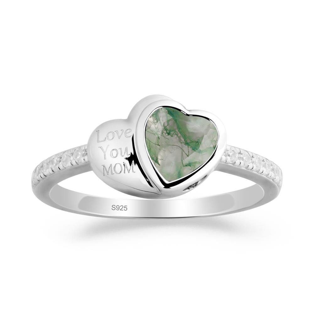 Moss Agate Double Heart Ring - LUO Jewelry #metal_sterling silver