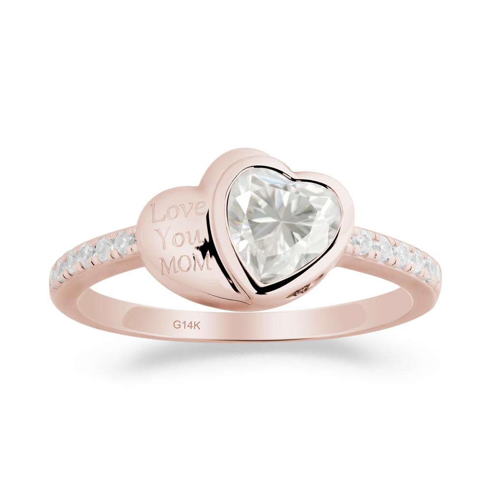 Heart Shaped Moissanite Ring for Mother's Day - LUO Jewelry #metal_14k rose gold