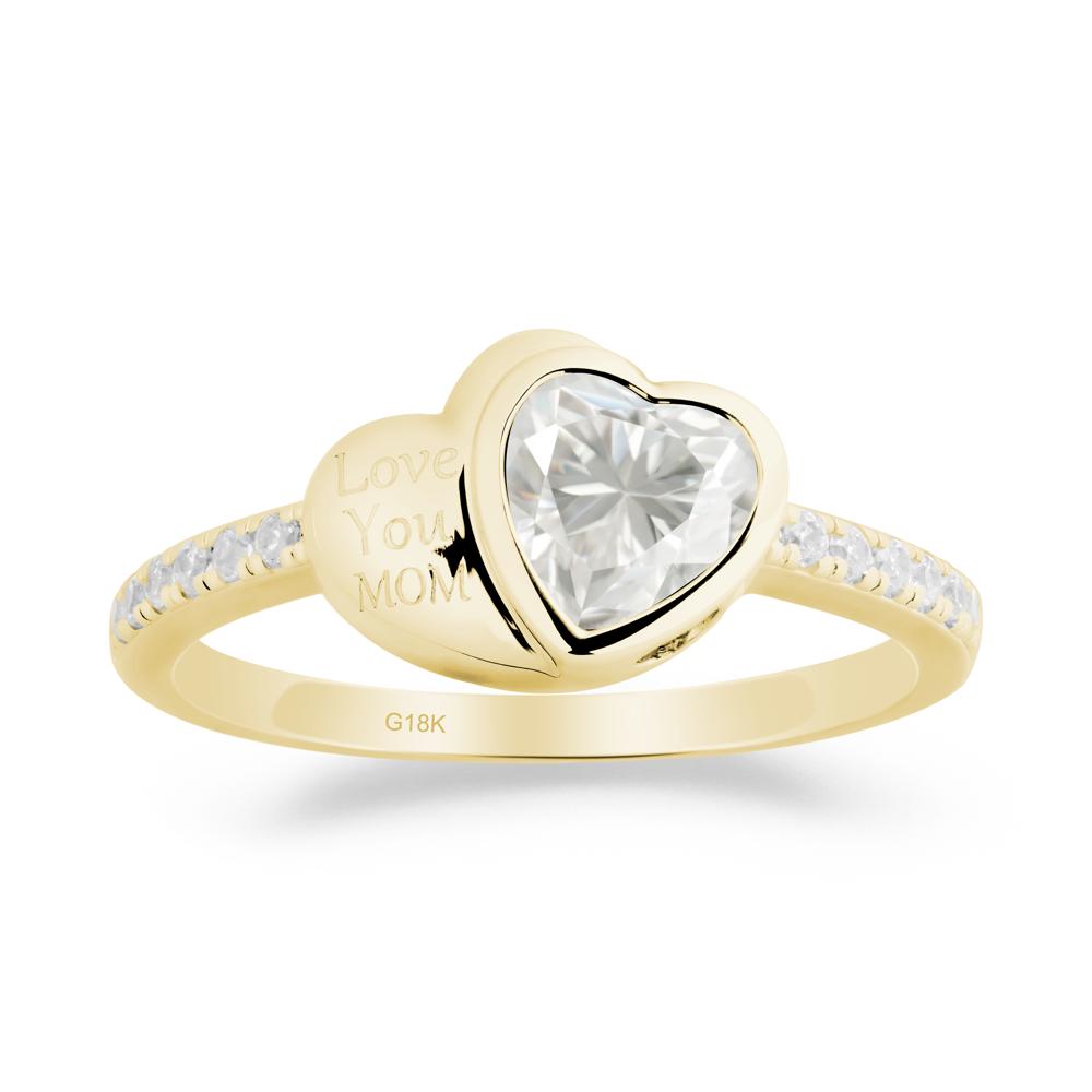 Heart Shaped Moissanite Ring for Mother's Day - LUO Jewelry #metal_18k yellow gold