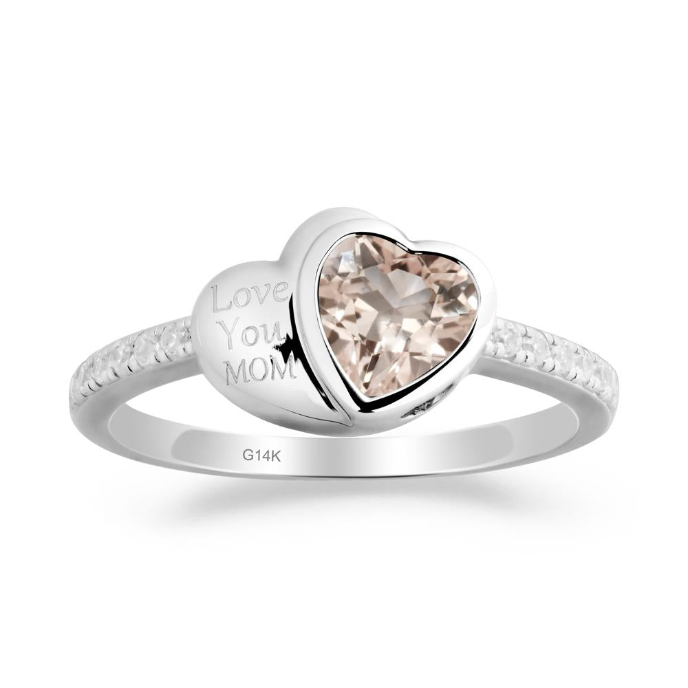 Morganite Double Heart Ring - LUO Jewelry #metal_14k white gold