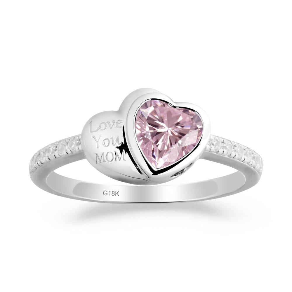 Bezel Set Heart Shaped Pink Cubic Zirconia Ring - LUO Jewelry #metal_18k white gold