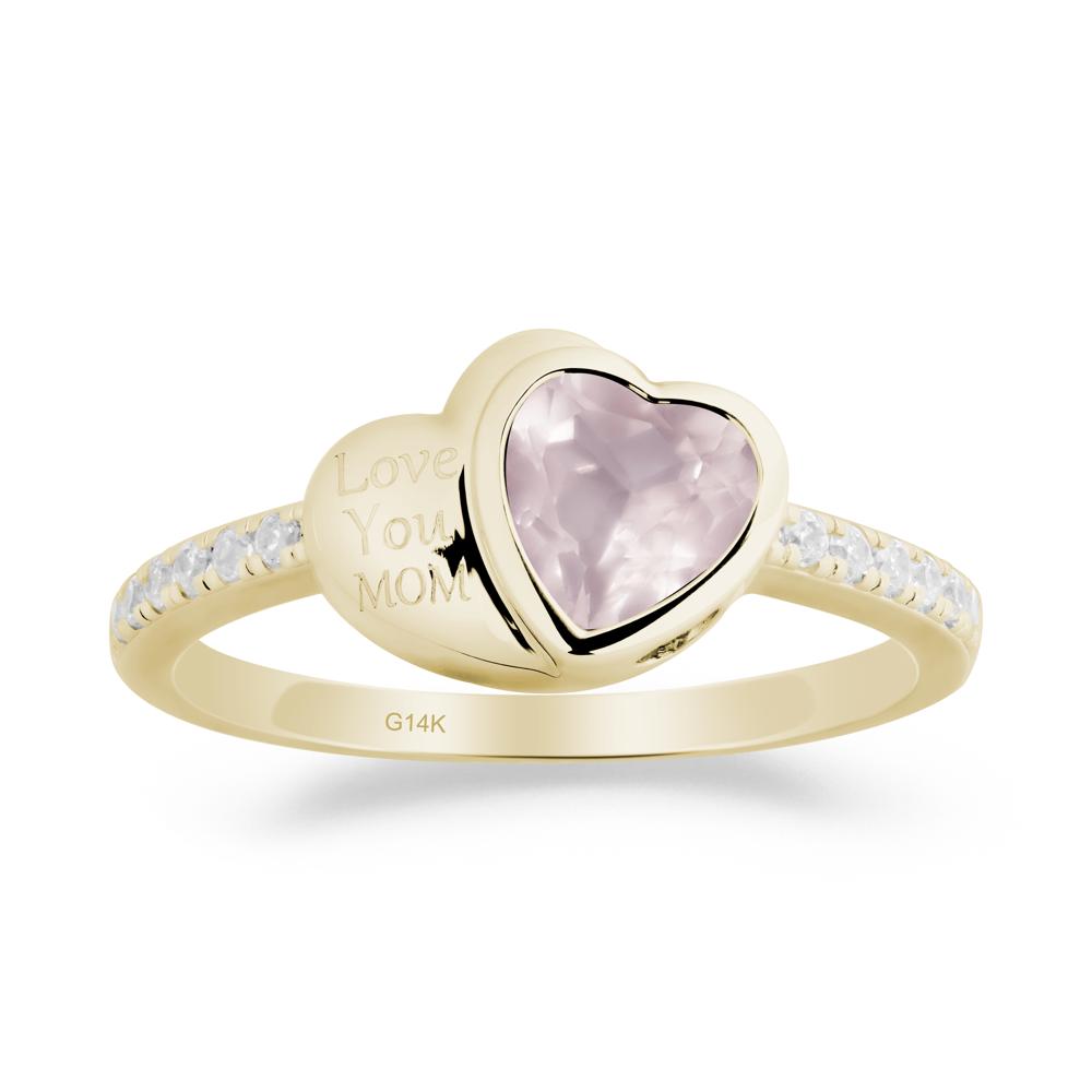 Heart Shaped Rose Quartz Ring for Mother's Day - LUO Jewelry #metal_14k yellow gold