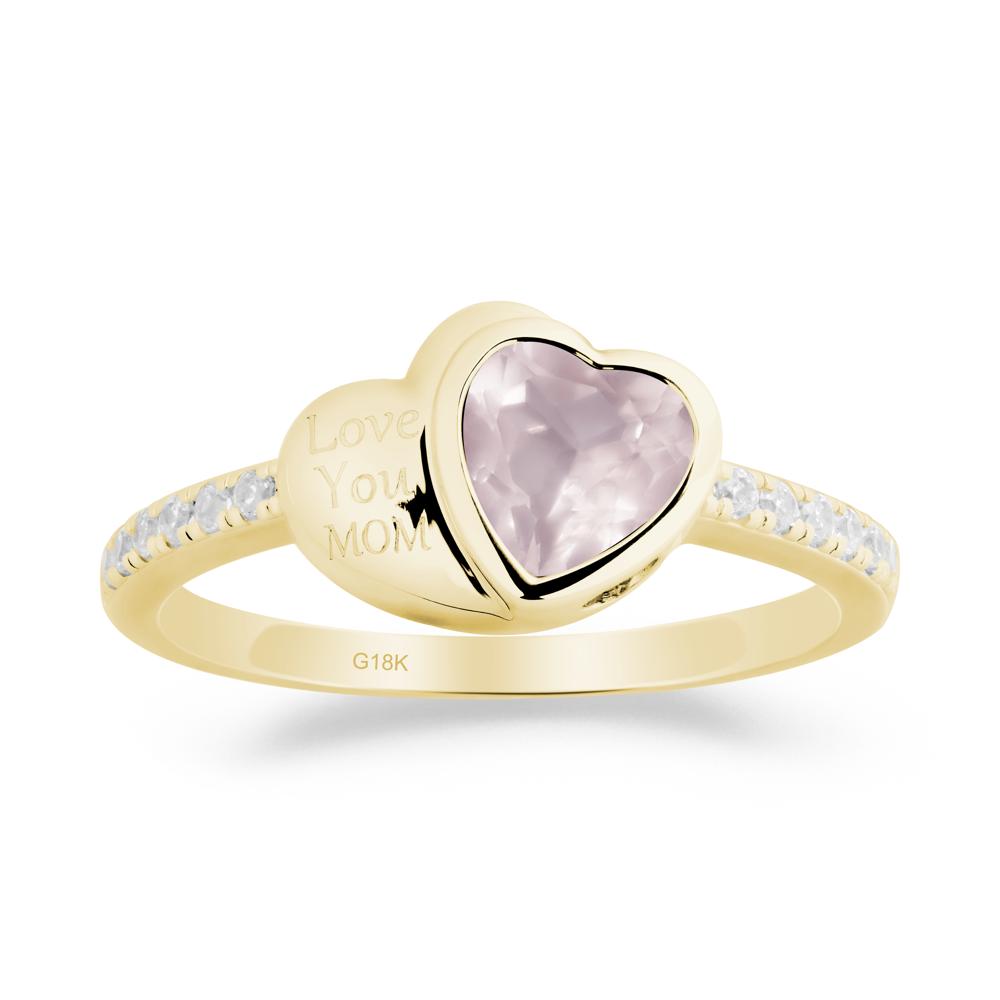 Heart Shaped Rose Quartz Ring for Mother's Day - LUO Jewelry #metal_18k yellow gold