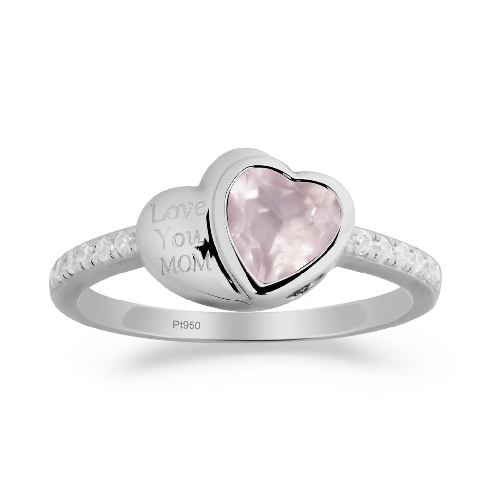 Heart Shaped Rose Quartz Ring for Mother's Day - LUO Jewelry #metal_platinum
