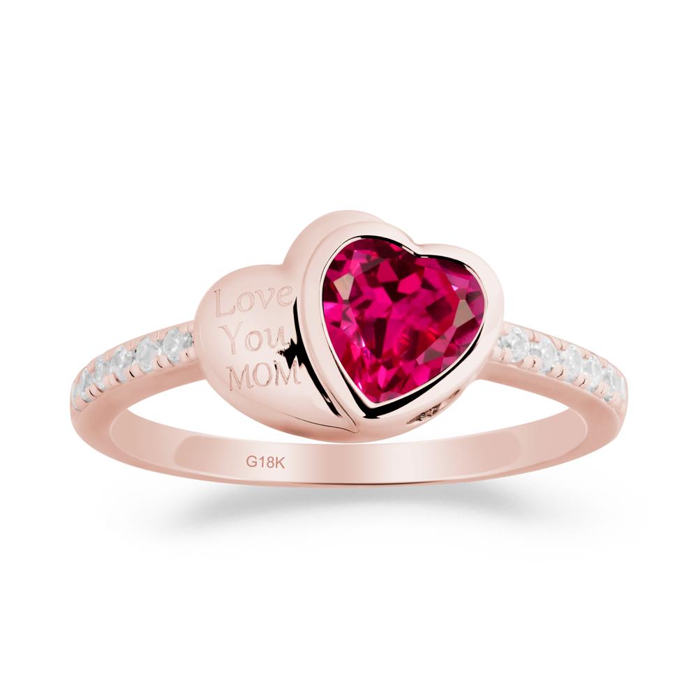 Bezel Set Heart Shaped Ruby Ring - LUO Jewelry #metal_18k rose gold