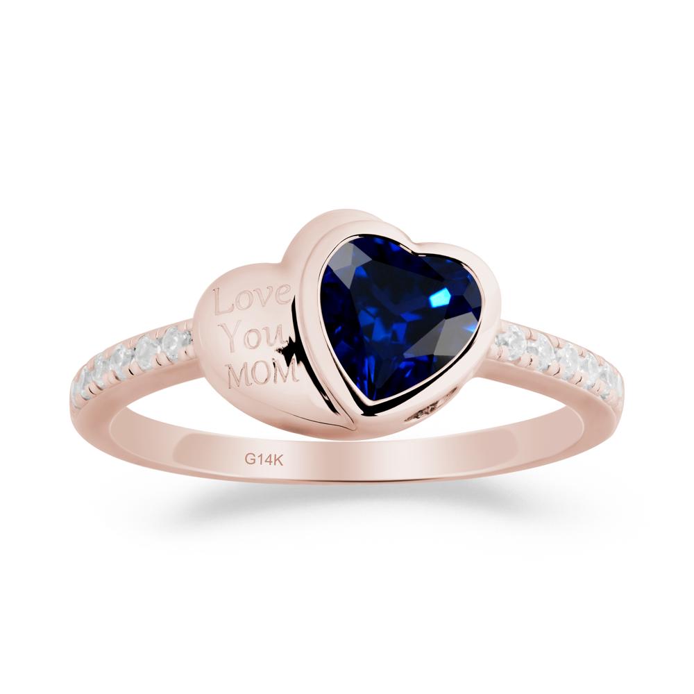 Sapphire Double Heart Ring - LUO Jewelry #metal_14k rose gold