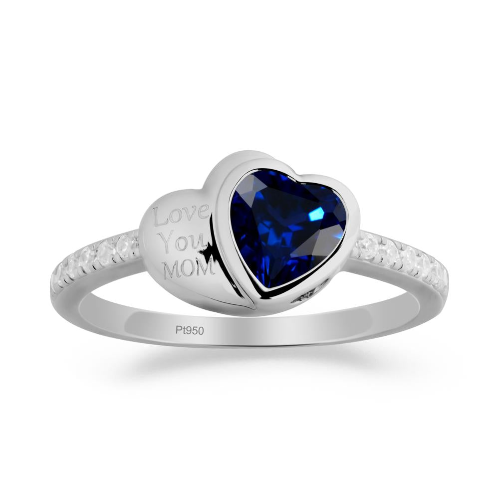 Sapphire Double Heart Ring - LUO Jewelry #metal_platinum