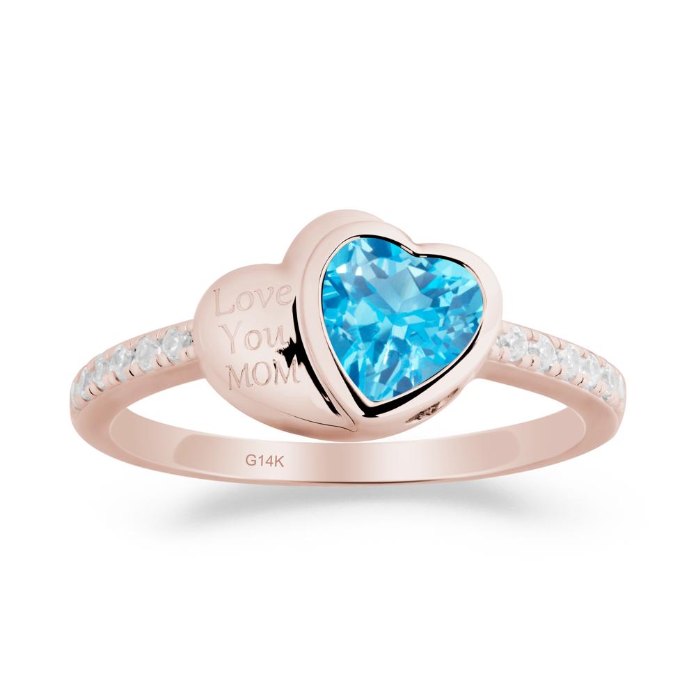 Swiss Blue Topaz Double Heart Ring - LUO Jewelry #metal_14k rose gold