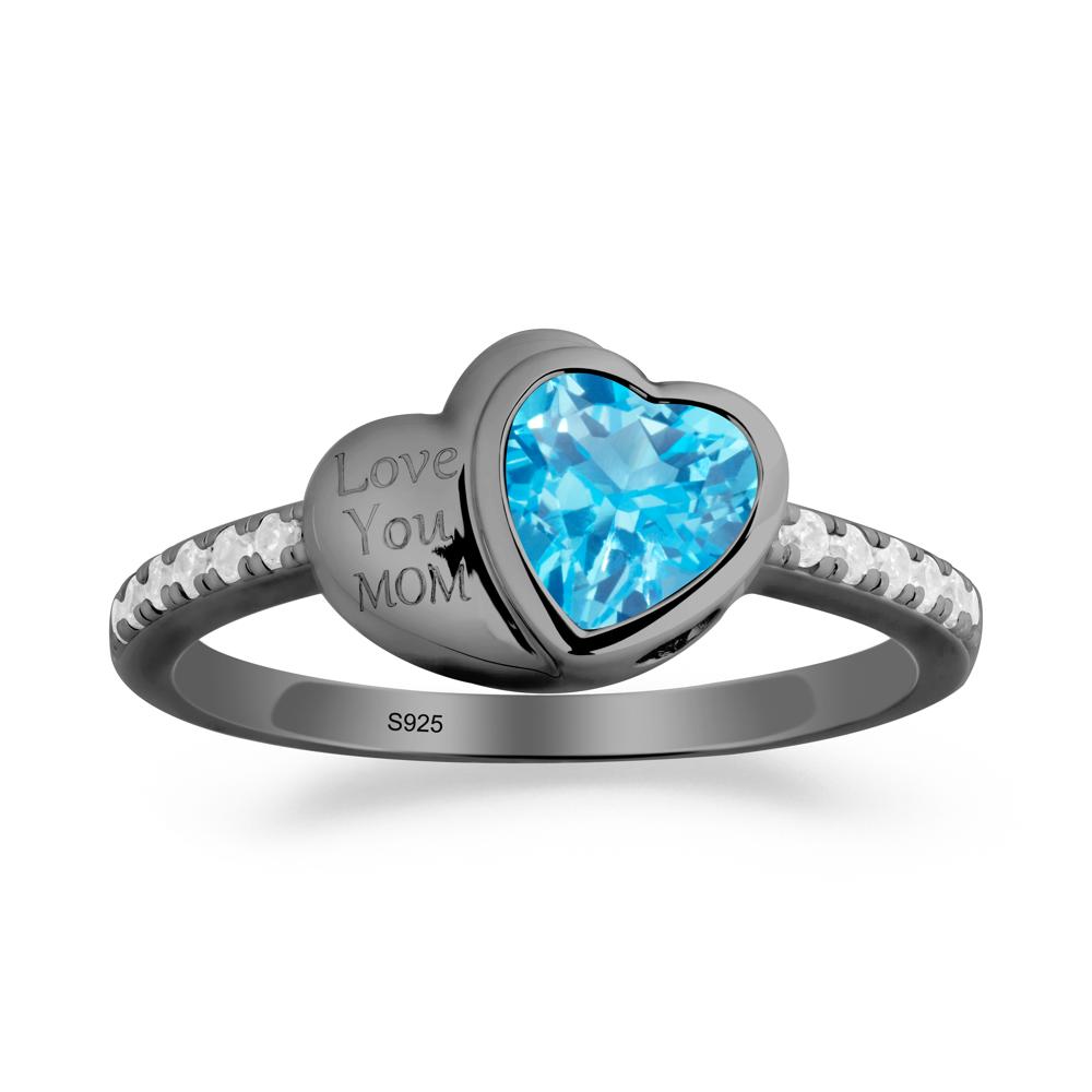 Swiss Blue Topaz Double Heart Ring - LUO Jewelry #metal_black finish sterling silver