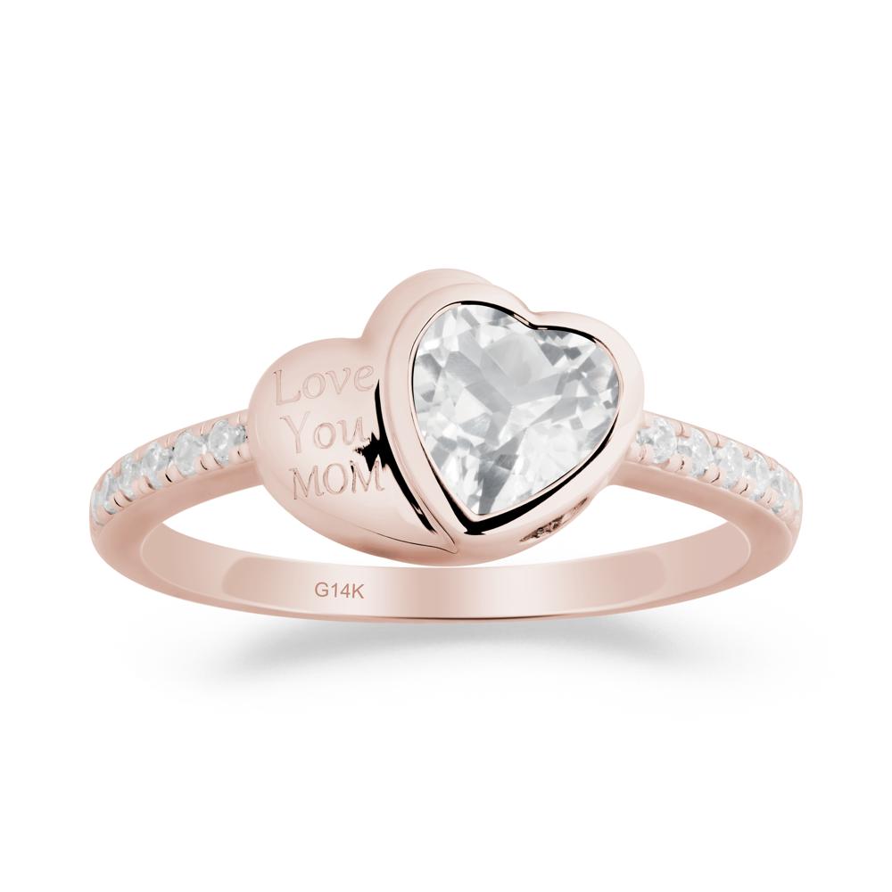 Bezel Set Heart Shaped White Topaz Ring - LUO Jewelry #metal_14k rose gold