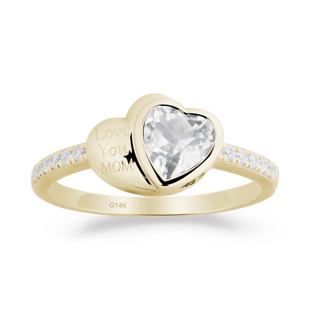 Bezel Set Heart Shaped White Topaz Ring - LUO Jewelry #metal_14k yellow gold