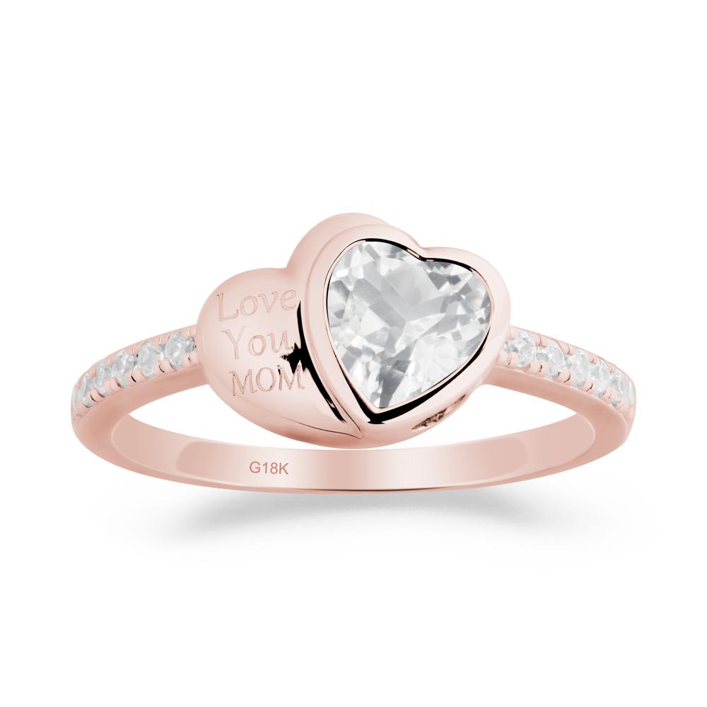 Bezel Set Heart Shaped White Topaz Ring - LUO Jewelry #metal_18k rose gold