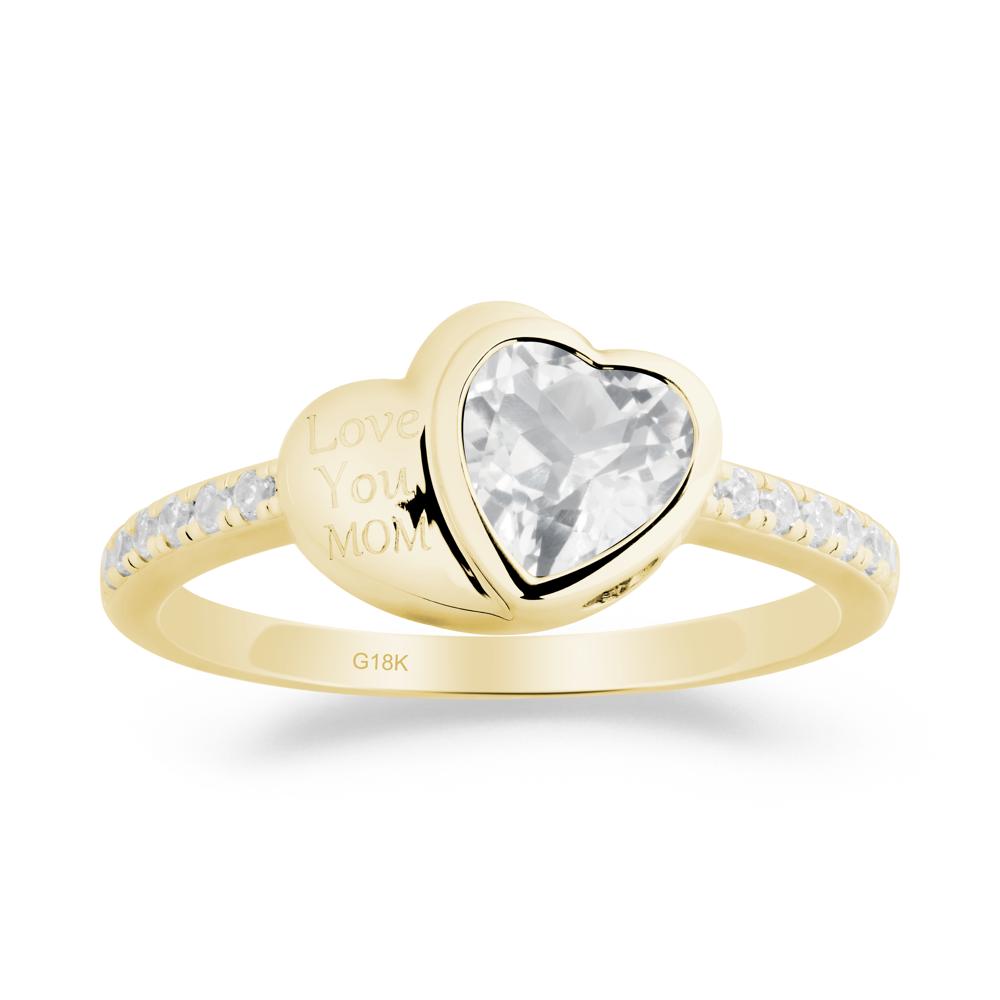Bezel Set Heart Shaped White Topaz Ring - LUO Jewelry #metal_18k yellow gold