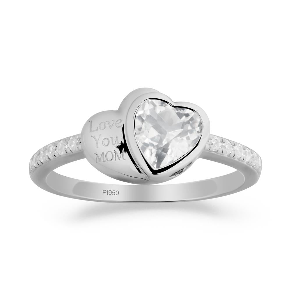 Bezel Set Heart Shaped White Topaz Ring - LUO Jewelry #metal_platinum