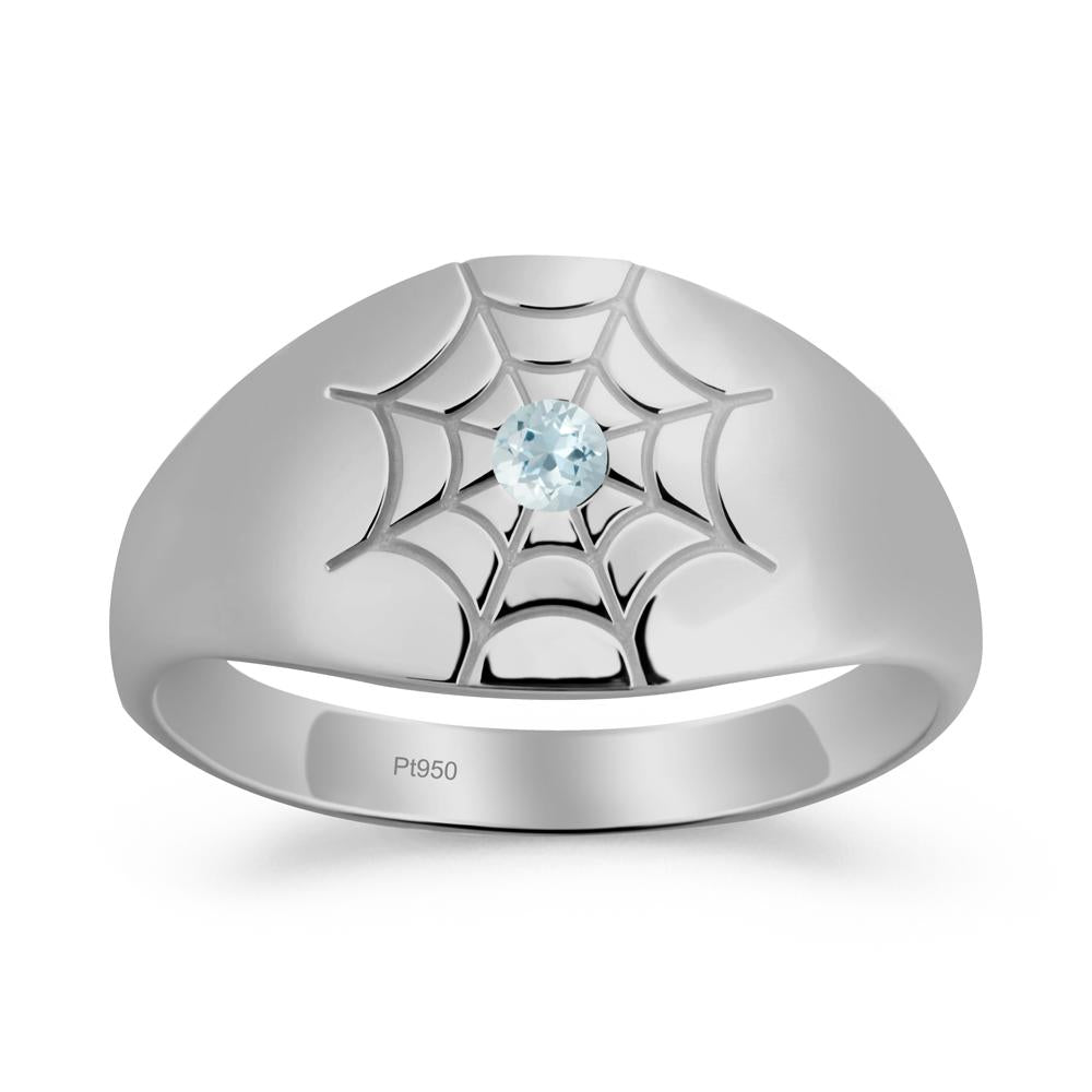 Men's Gothic Aquamarine Ring with Spider Wed - LUO Jewelry #metal_platinum