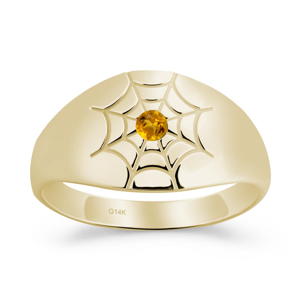 Men's Gothic Citrine Ring with Spider Wed - LUO Jewelry #metal_14k yellow gold