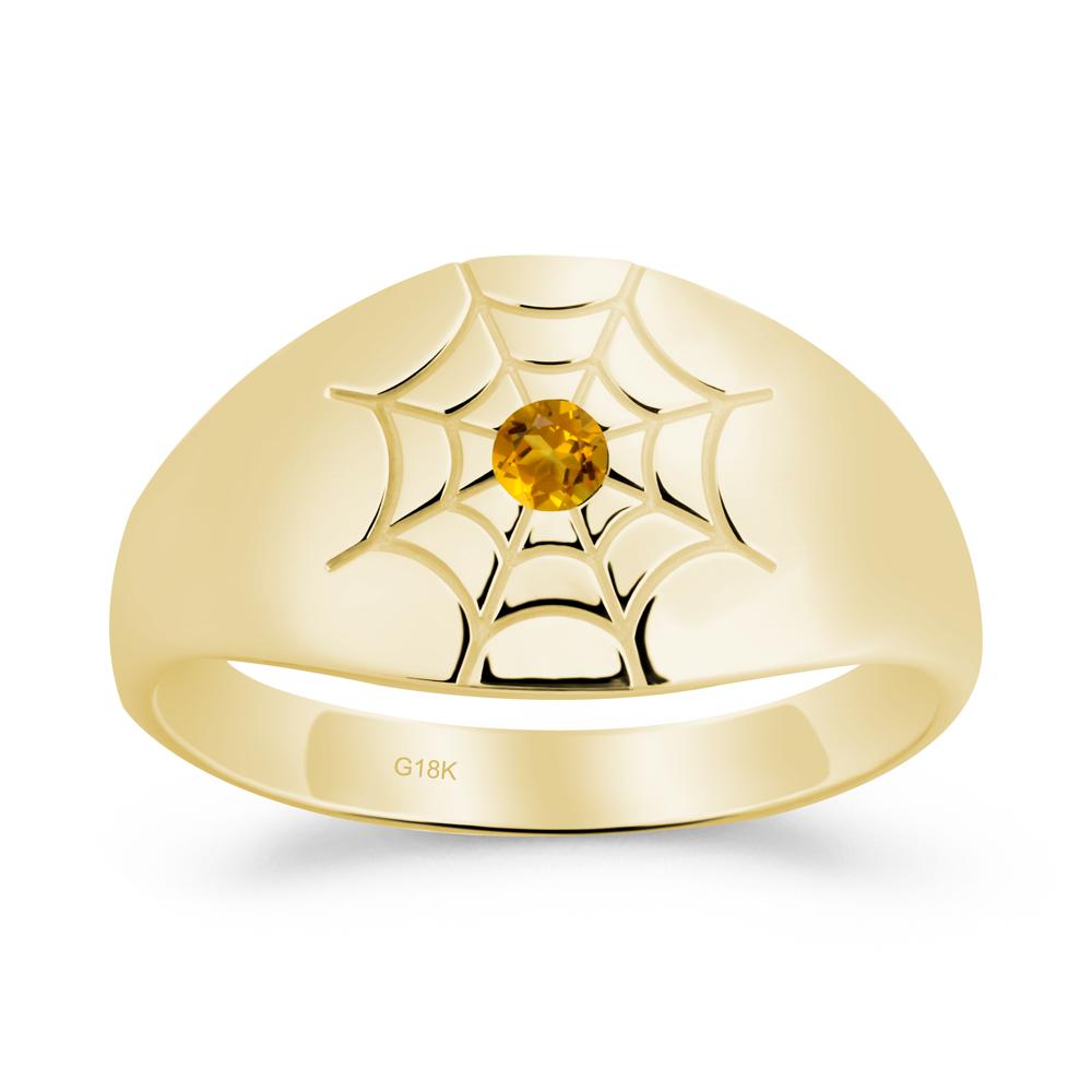 Men's Gothic Citrine Ring with Spider Wed - LUO Jewelry #metal_18k yellow gold