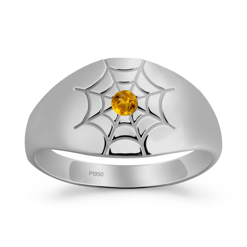 Men's Gothic Citrine Ring with Spider Wed - LUO Jewelry #metal_platinum