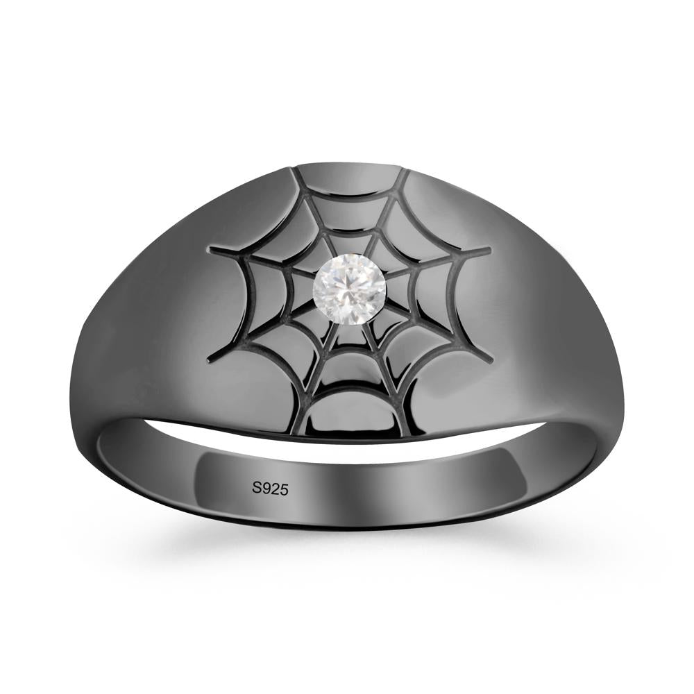 Men's Gothic Cubic Zirconia Ring with Spider Wed - LUO Jewelry #metal_black finish sterling silver